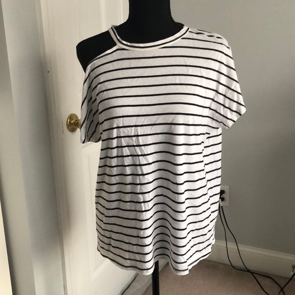 Striped Cut Out Tee - Picture 1 of 2